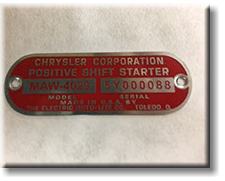 Chrysler Starter tag